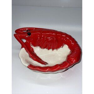 Vintage Ceramic Lobster Dish Signed Jim Dandy 1977 Excellent‎ Condition Red